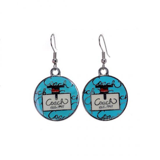 Coach Logo Blue Earrings AKF - Click Image to Close